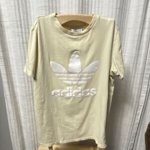 adidas Yellow White Logo Crew Neck Short Sleeve Women's T-Shirt Small
